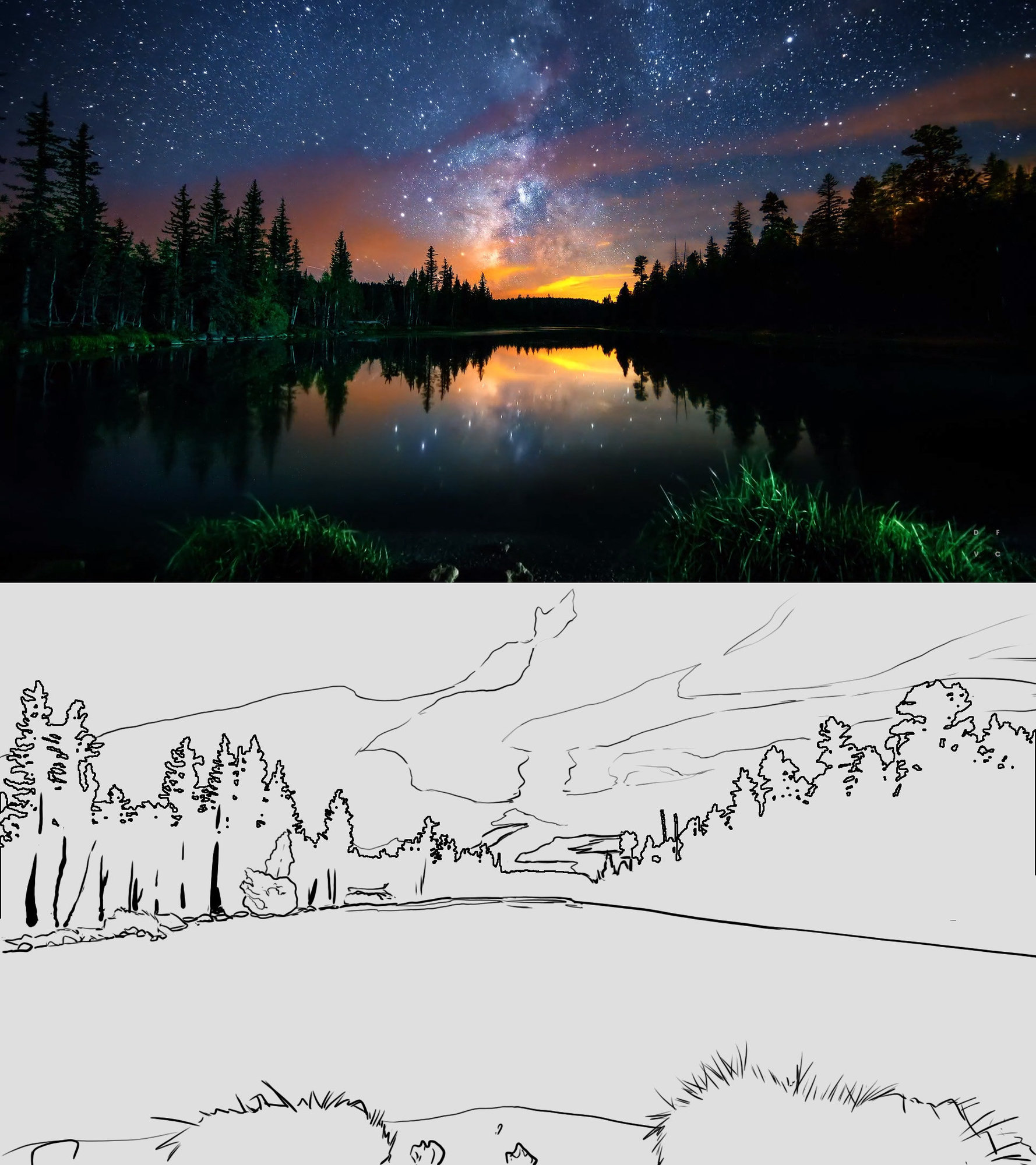 landscape sapin lac nuit etoilé croquis.jpg