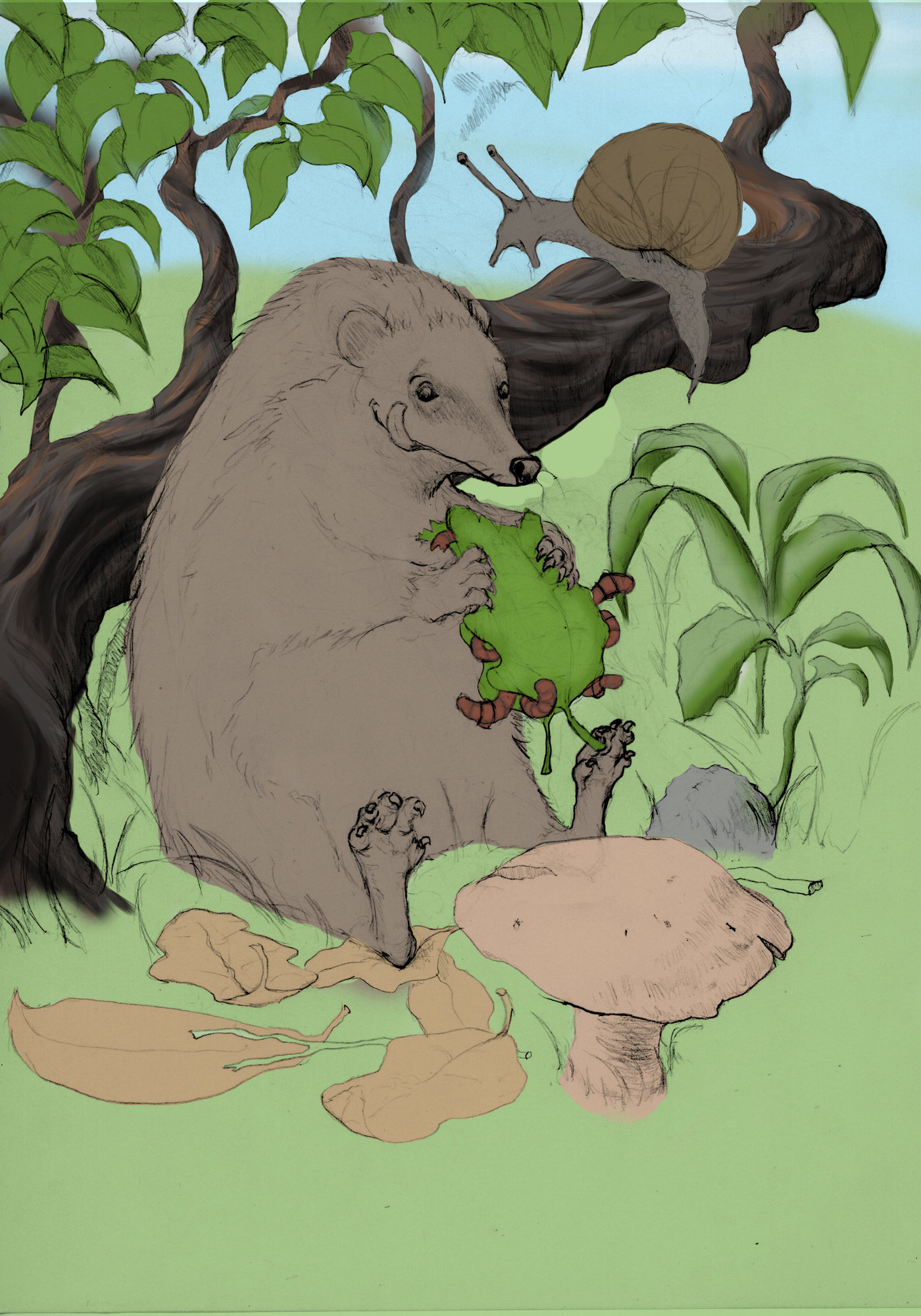 le hérisson en digital arbre.jpg