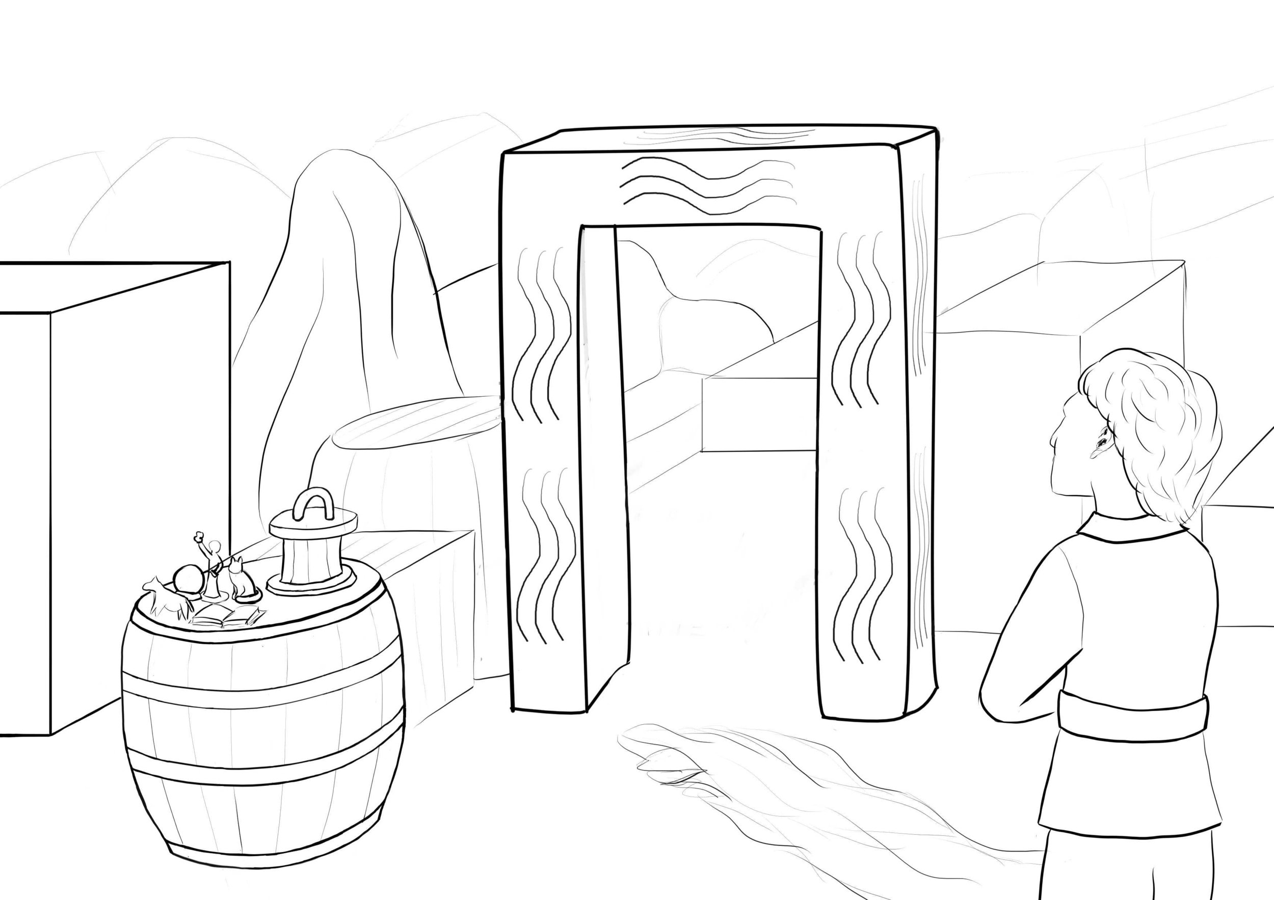 croquis perso, Mat and the twisted dorway, version salle pleine.jpg