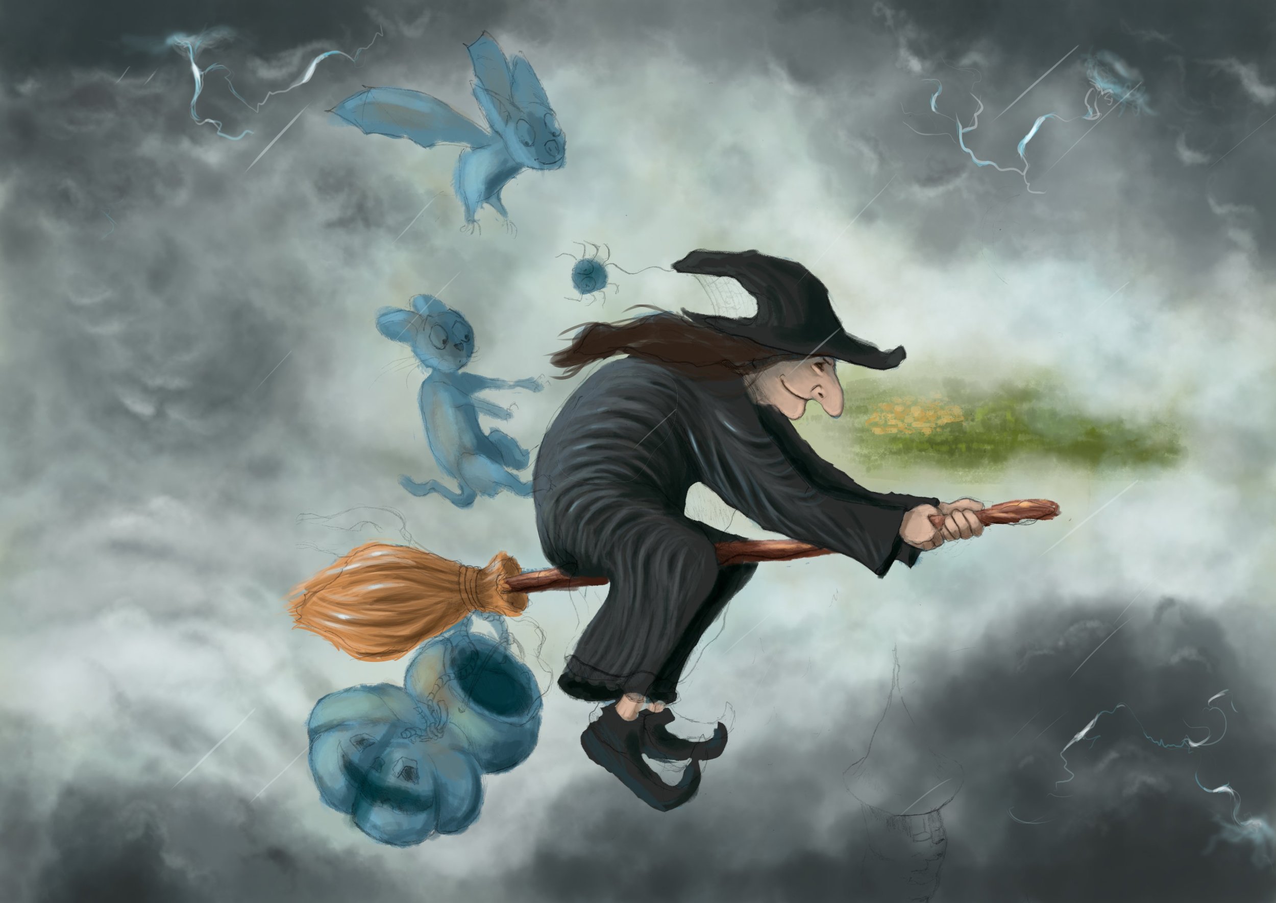 la sorcière en plein vol debut peinture.jpg