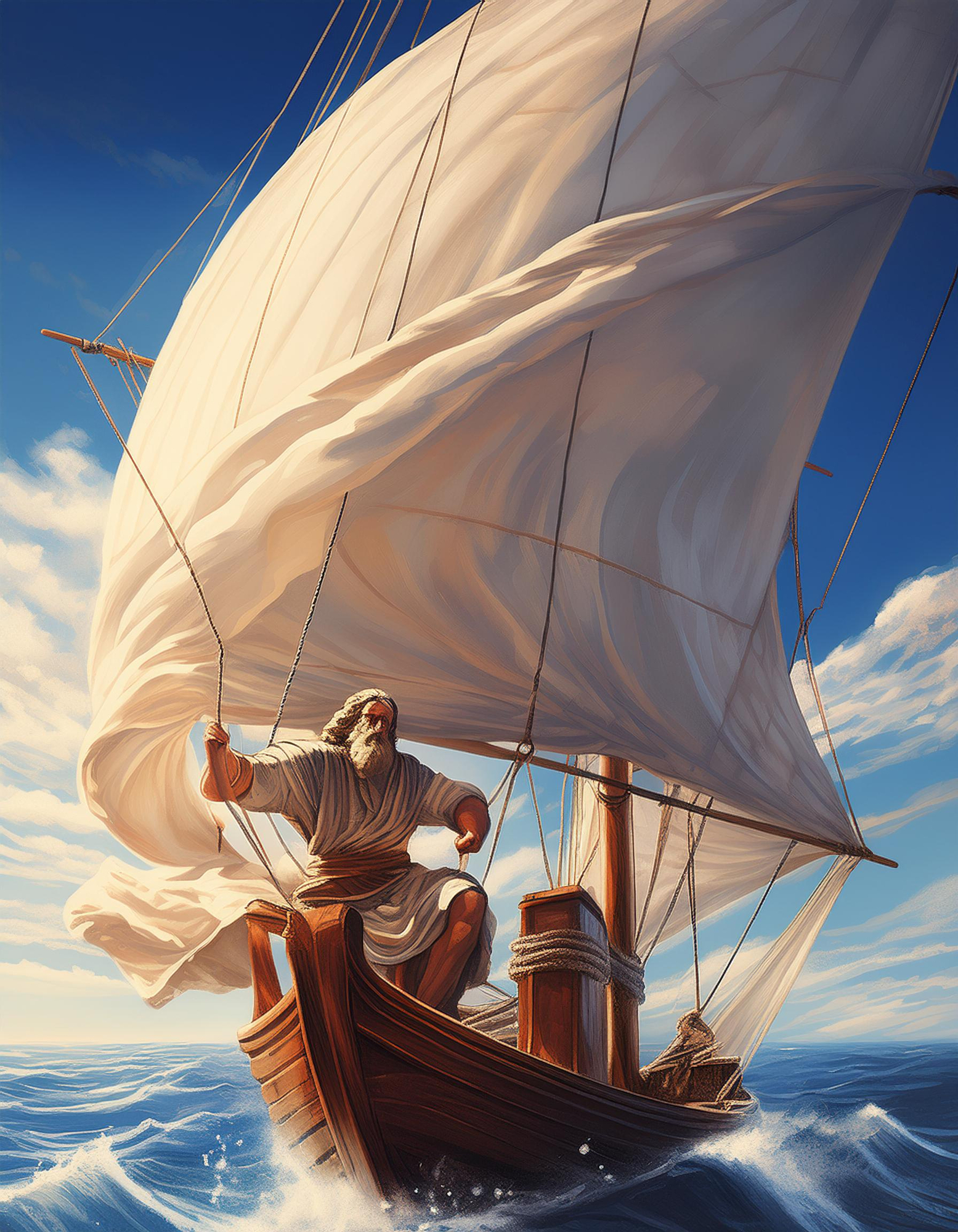 Firefly Au premier plan, Ulysse, le grec est à la pointe de son bateau à voile, en pleine mer. Le ve.jpg