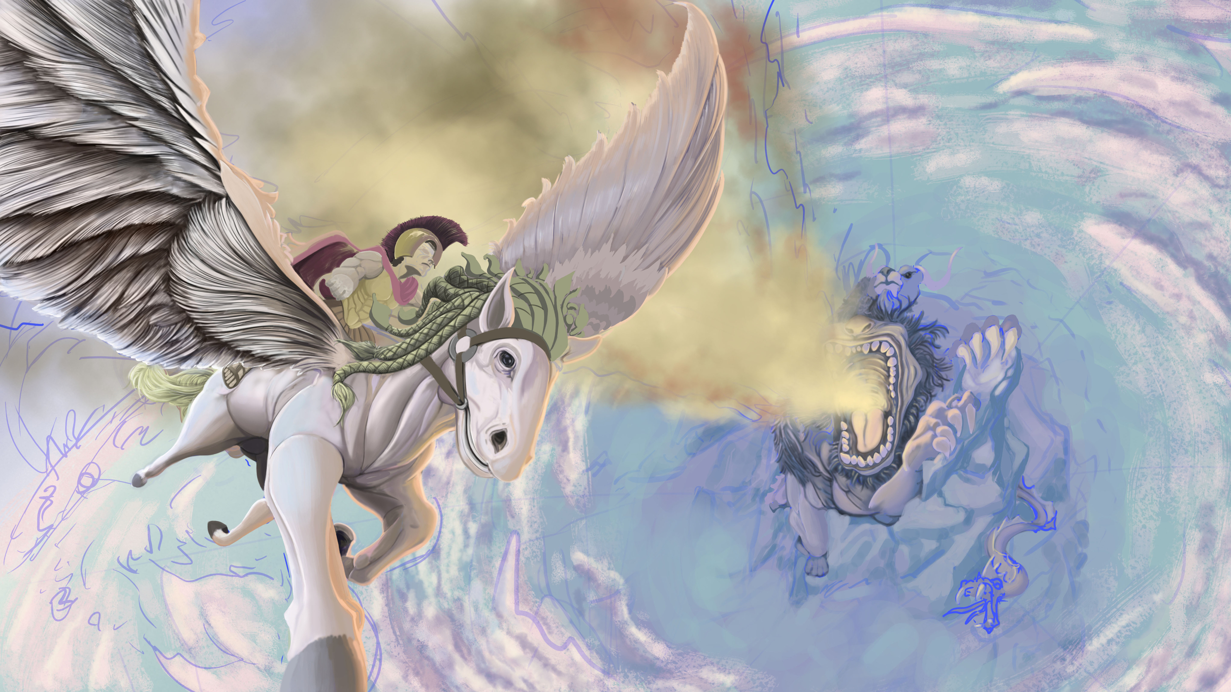 Challenge digital painting challenge 18- pégase-chimère- WIP 1.jpg